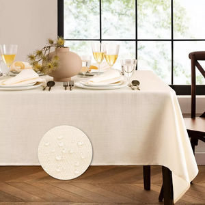 New Laurel Solid Texture Water Stain Resistant Tablecloth 60"X120" Oblong Ivory